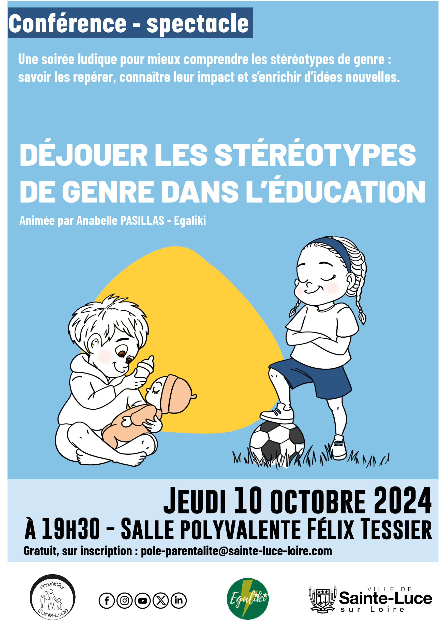 Conférence spectacle « Déjouer les stéréotypes de genre dans l’éducation, pour ouvrir le champ des possibles »